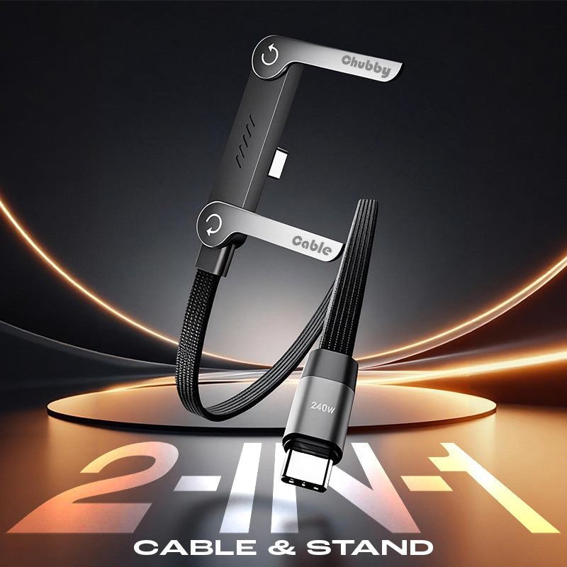 ChubbyCable Eternity™-  240W Braided Fast Charge Cable With Built-in Phone Stand