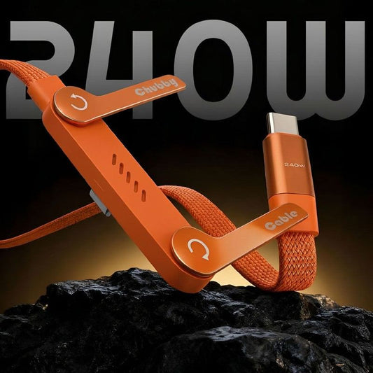 ChubbyCable Eternity™-  240W Braided Fast Charge Cable With Built-in Phone Stand
