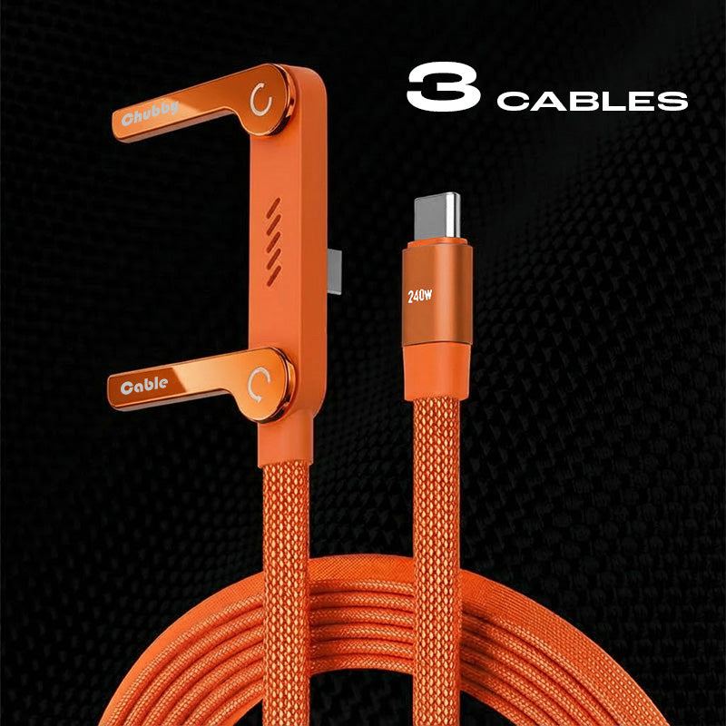 ChubbyCable Eternity™-  240W Braided Fast Charge Cable With Built-in Phone Stand