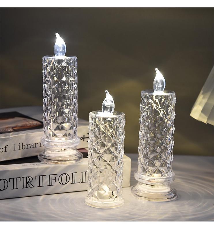 ✨🕯️LED Crystal Candle Lights 🌈 Battery Operated with 6 Hour Timer